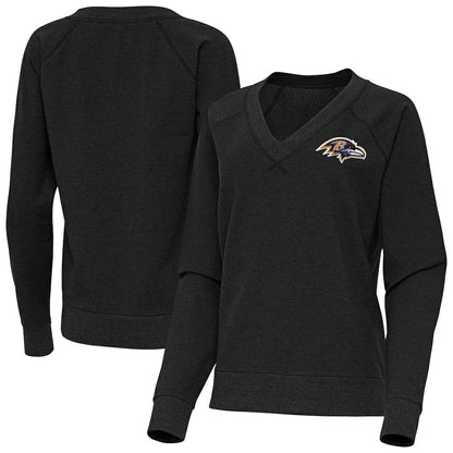 Baltimore Ravens Antigua Women's Varsity Tri-Blend V-Neck Long Sleeve T-Shirt - Heather Black discount