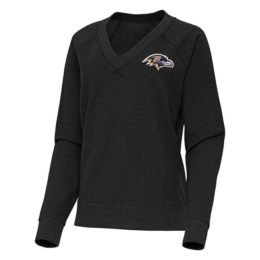 Baltimore Ravens Antigua Women's Varsity Tri-Blend V-Neck Long Sleeve T-Shirt - Heather Black discount