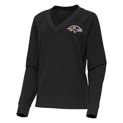 Baltimore Ravens Antigua Women's Varsity Tri-Blend V-Neck Long Sleeve T-Shirt - Heather Black discount