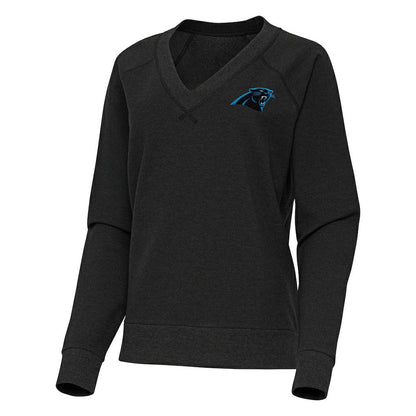 Carolina Panthers Antigua Women's Varsity Tri-Blend V-Neck Long Sleeve T-Shirt - Heather Black discount