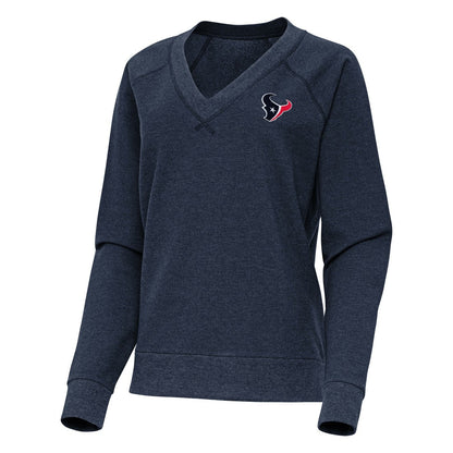 Houston Texans Antigua Women's Varsity Tri-Blend V-Neck Long Sleeve T-Shirt - Heather Navy for sale