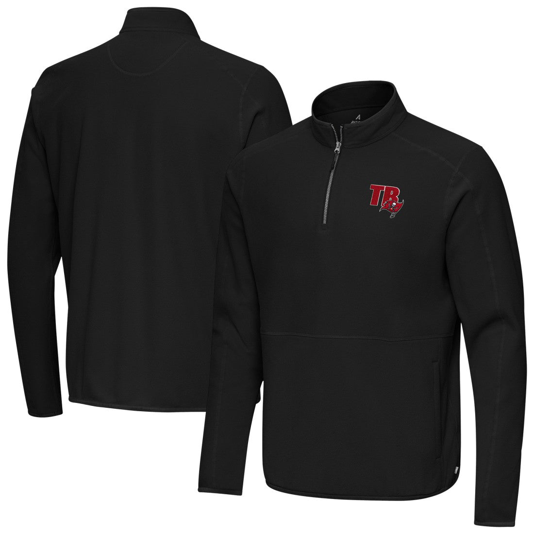 Tampa Bay Buccaneers Antigua Step Up Quarter-Zip Pullover - Black discount