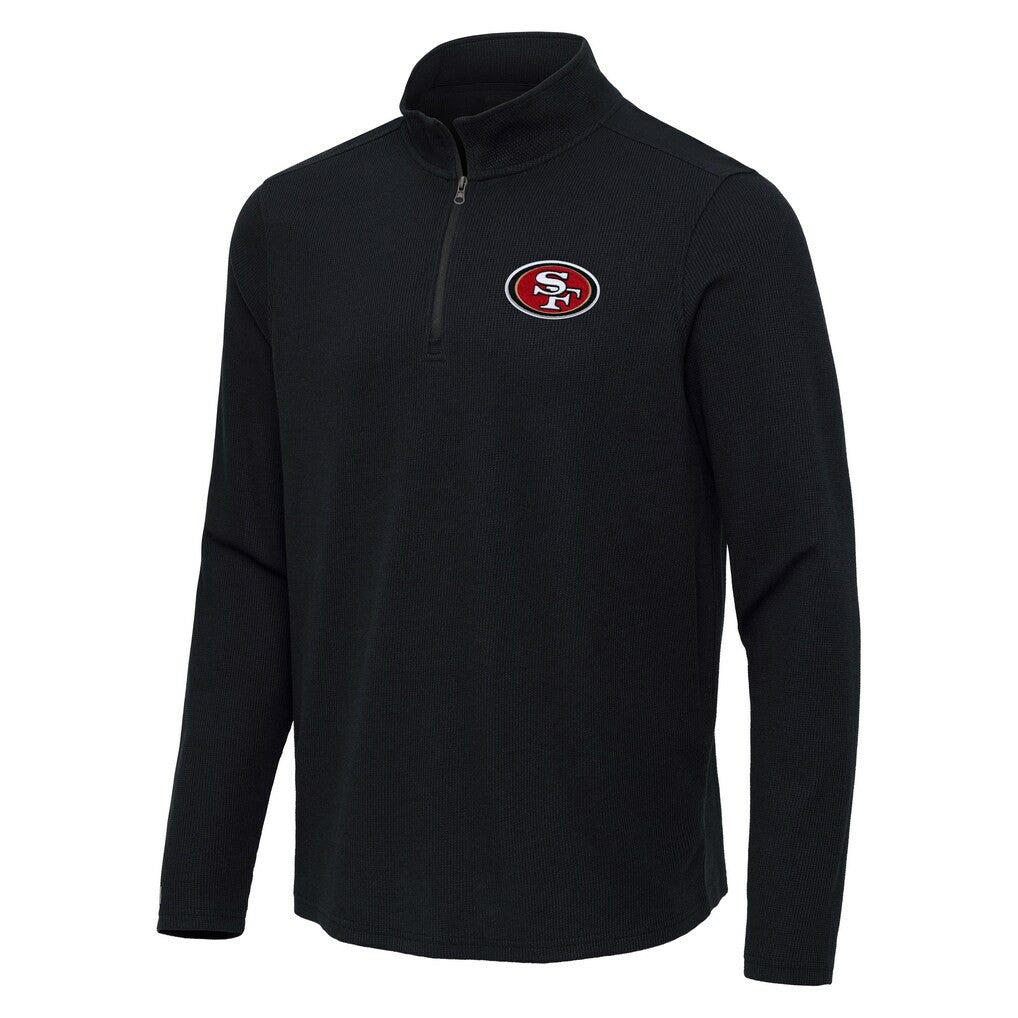 San Francisco 49ers Antigua Sync Tri-Blend Quarter-Zip Pullover - Heather Black cheap
