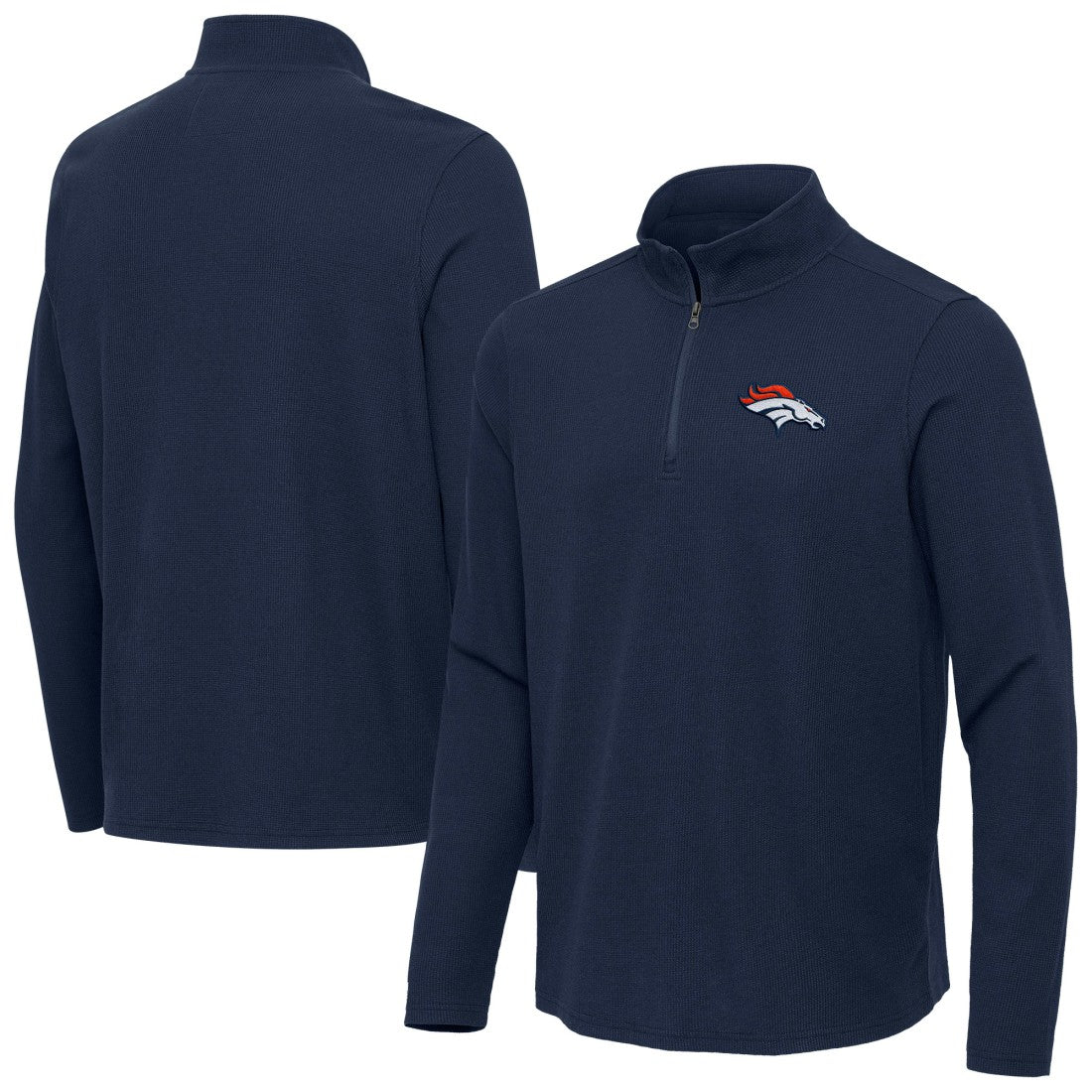 Denver Broncos Antigua Sync Tri-Blend Quarter-Zip Pullover - Heather Navy sale