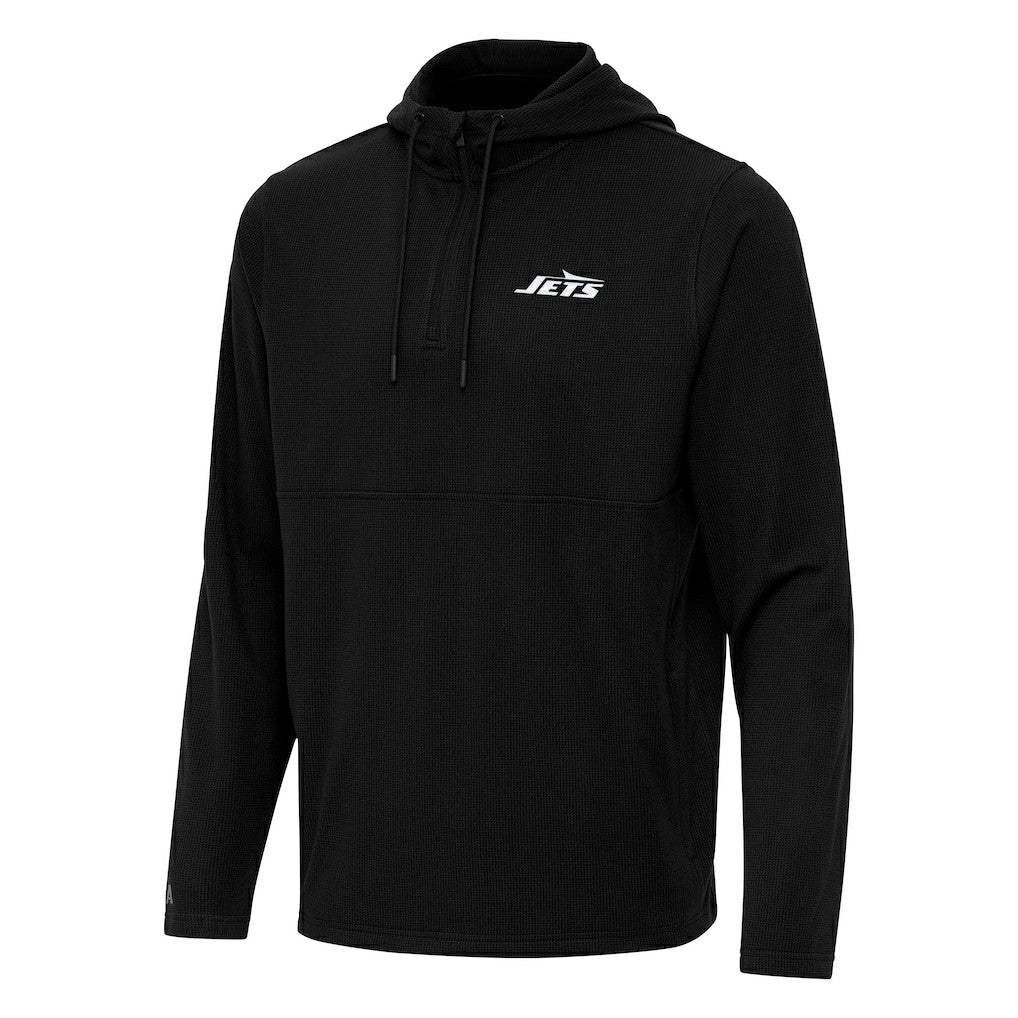 New York Jets Antigua Connected Quarter-Zip Pullover Hoodie - Black outlet