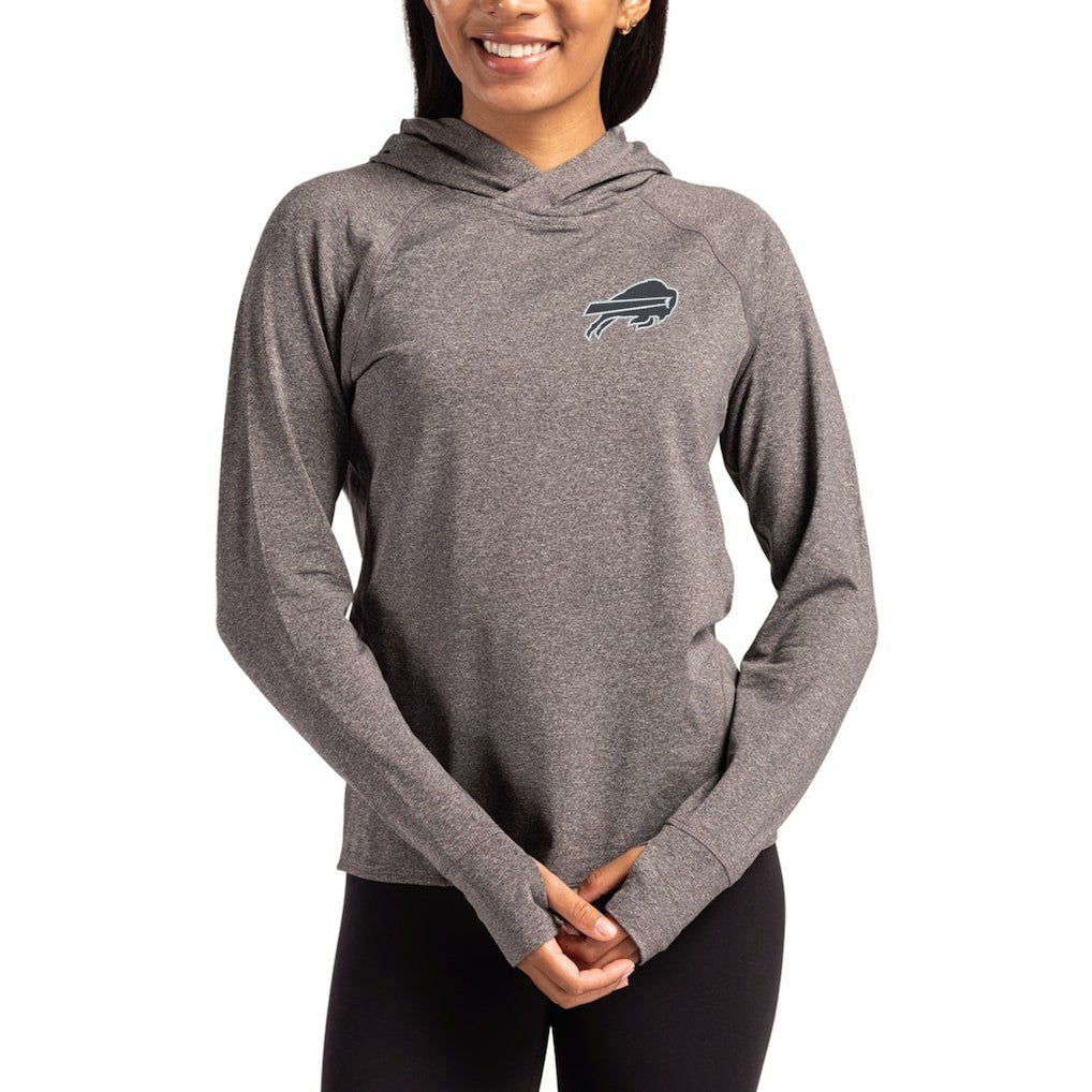 Buffalo Bills Cutter & Buck Women's Tonal Logo Adapt Knit Recycled Raglan Pullover Hoodie - Heather Charcoal sale