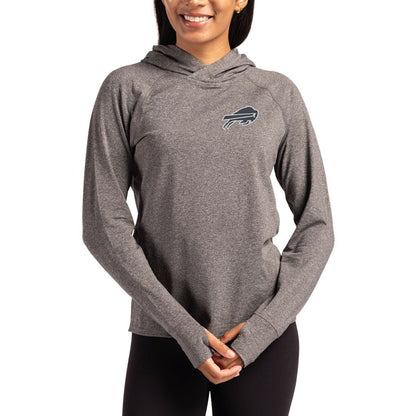 Buffalo Bills Cutter & Buck Women's Tonal Logo Adapt Knit Recycled Raglan Pullover Hoodie - Heather Charcoal sale