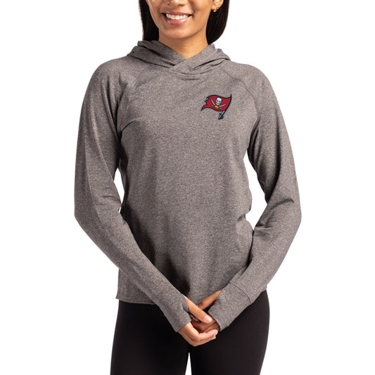 Tampa Bay Buccaneers Cutter & Buck Women's Primary Logo Adapt Knit Recycled Raglan Pullover Hoodie - Heather Charcoal discount