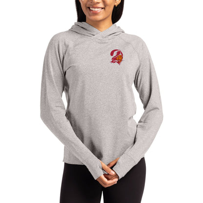 Tampa Bay Buccaneers Cutter & Buck Women's Throwback Logo Adapt Knit Recycled Raglan Pullover Hoodie - Heather Gray on sale