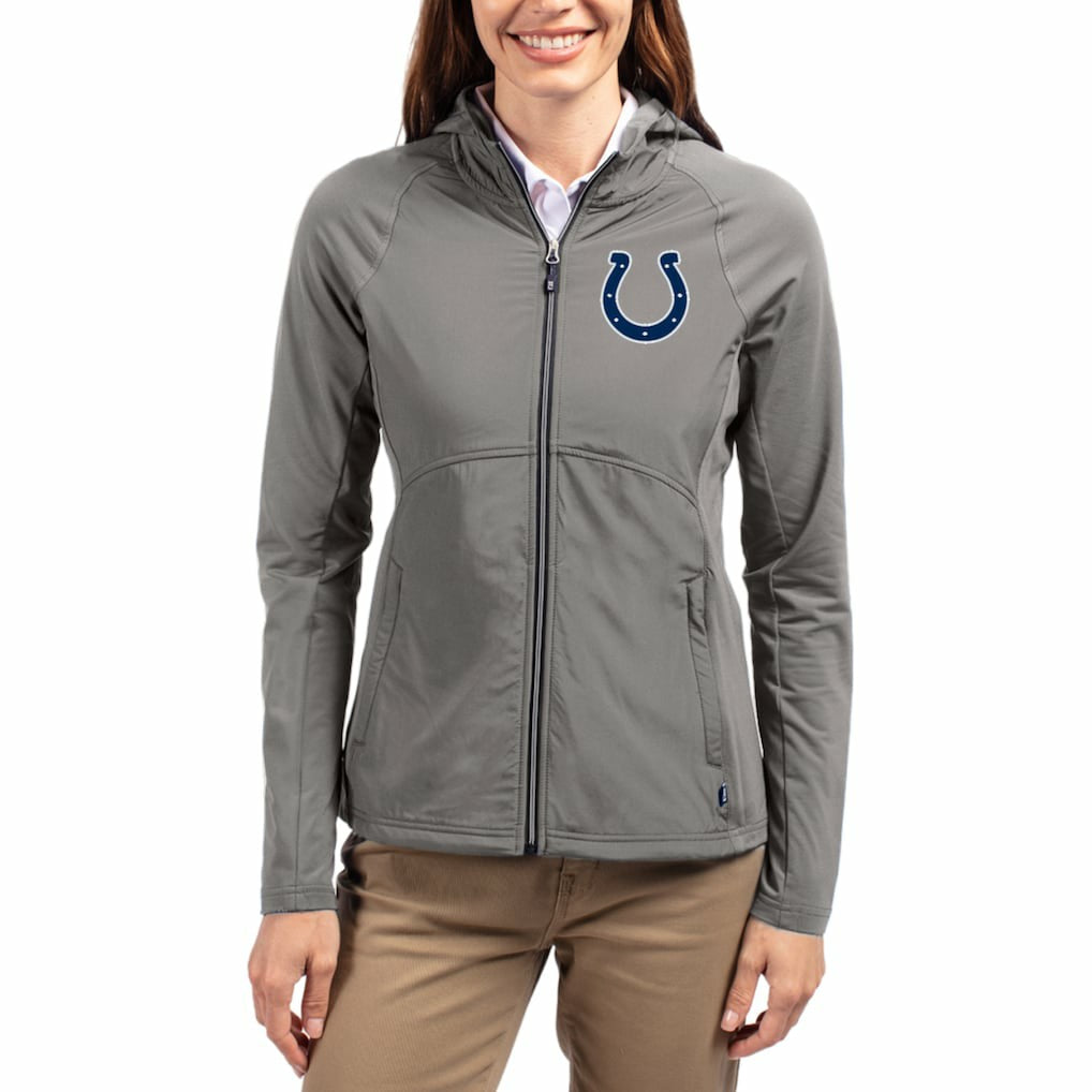 Indianapolis Colts Cutter & Buck Women's Adapt Eco Knit Hybrid Recycled Raglan Full-Zip Hoodie Jacket - Gray sale