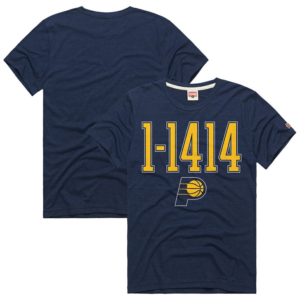 Indiana Pacers Homage Unisex The "1-1414" Comeback Record Tri-Blend T-Shirt - Navy outlet