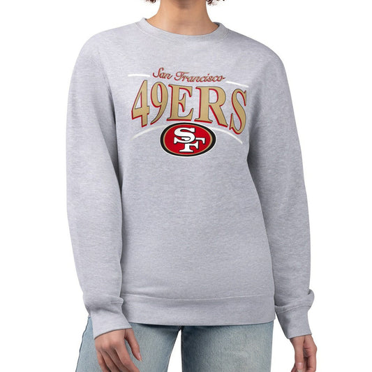 San Francisco 49ers Starter Women's Arch Stripe Fleece Pullover Sweatshirt - Gray sale