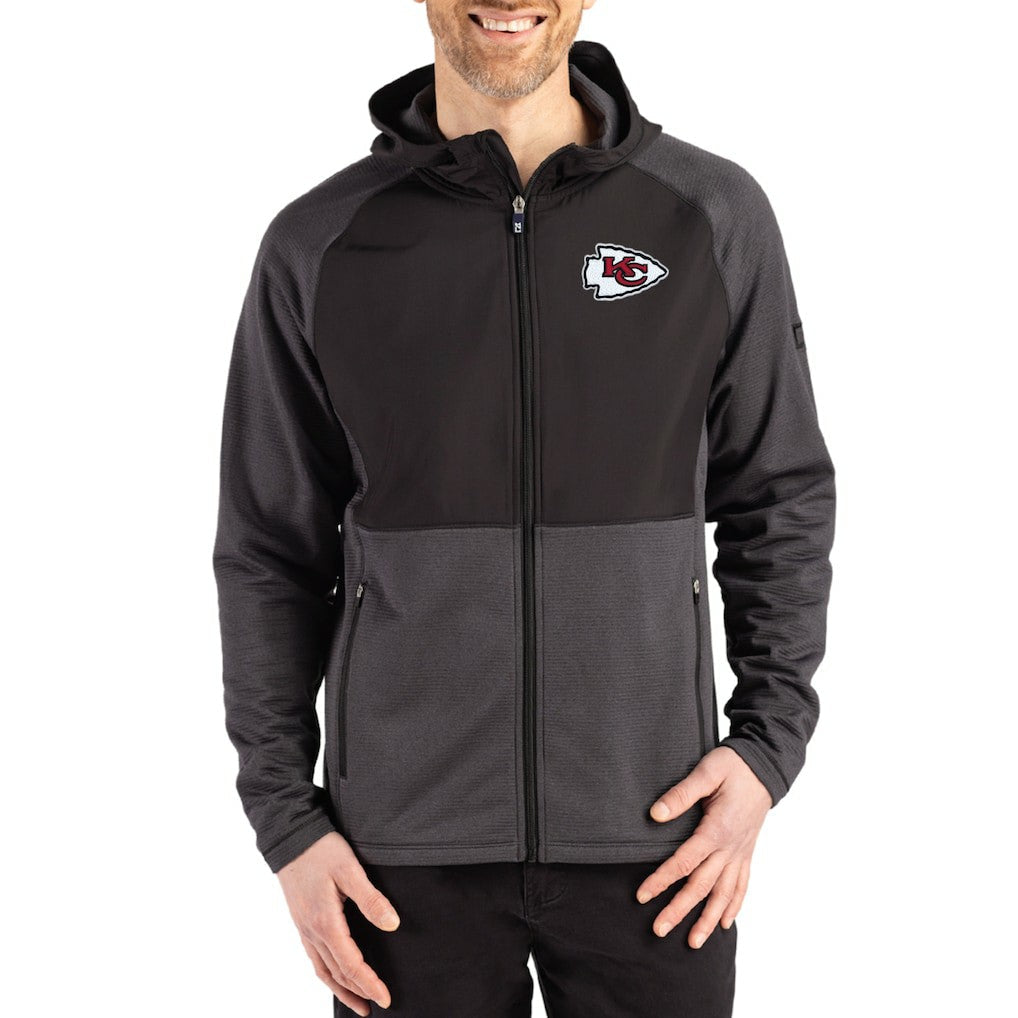 Kansas City Chiefs Cutter & Buck Peshastin Eco Fleece Recycled Raglan Full-Zip Tri-Blend Hybrid Jacket - Heather Black cheap