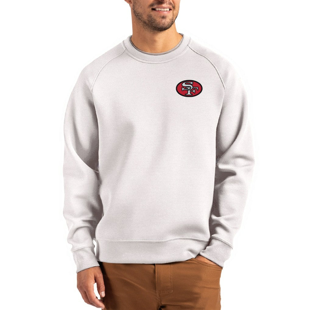 San Francisco 49ers Cutter & Buck Throwback Roam Recycled Raglan Pullover Sweatshirt - Gray on sale