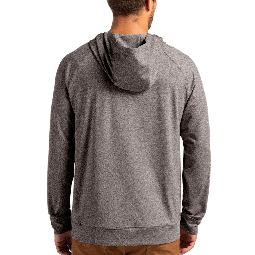 San Francisco 49ers Cutter & Buck Adapt Knit Recycled Raglan Pullover Hoodie - Heather Gray for sale