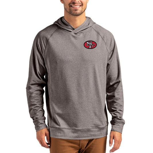 San Francisco 49ers Cutter & Buck Adapt Historic Knit Recycled Raglan Pullover Hoodie - Heather Gray online