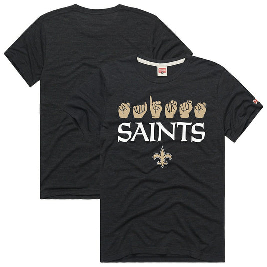 New Orleans Saints Homage Unisex NFL ASL Collection by Love Sign Tri-Blend T-Shirt - Black sale