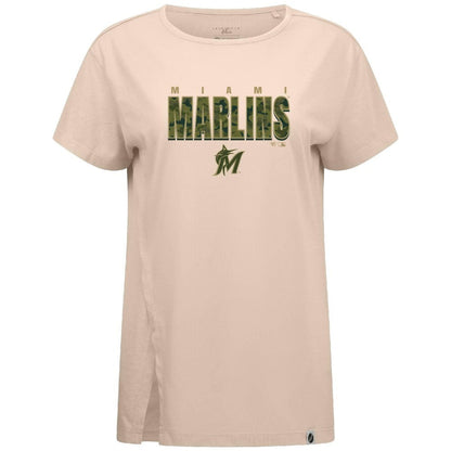 Miami Marlins Levelwear Women's Influx Protect W T-Shirt - Khaki