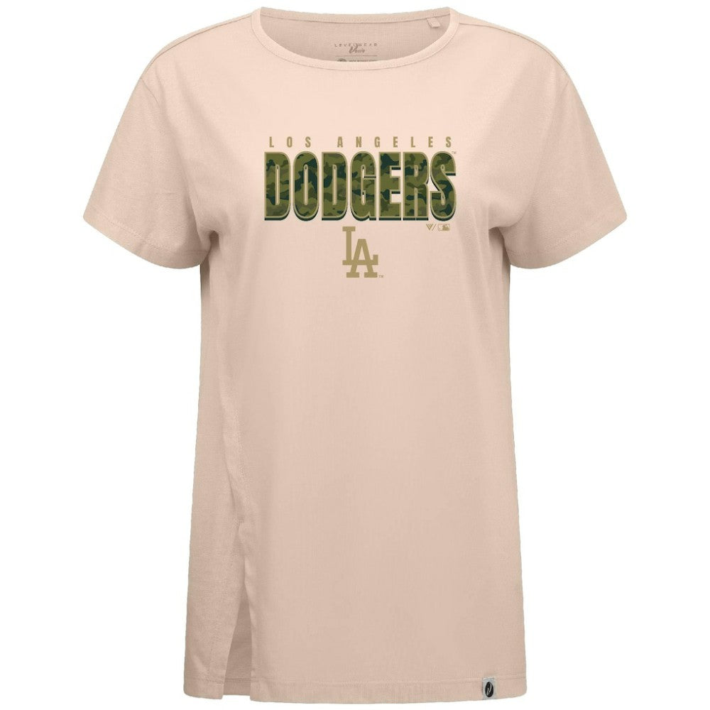 Los Angeles Dodgers Levelwear Women's Influx Protect W T-Shirt - Khaki