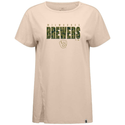 Milwaukee Brewers Levelwear Women's Influx Protect W T-Shirt - Khaki