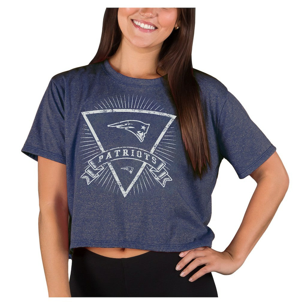 New England Patriots Concepts Sport Women's Quest Knit Crop Top - Navy online