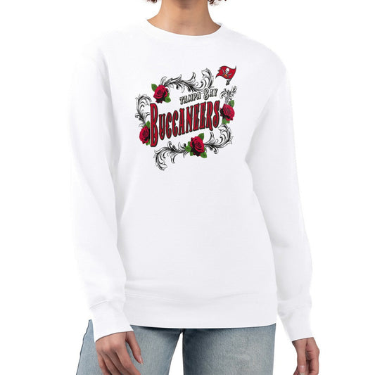 Tampa Bay Buccaneers G-III 4Her by Carl Banks Women's Roses Fleece Tri-Blend Pullover Sweatshirt - White cheap