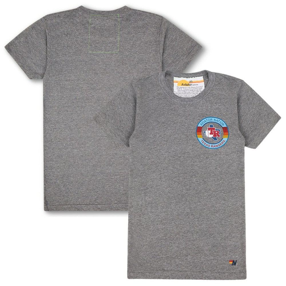 Texas Rangers Aviator Nation x MLB Unisex Tri-Blend T-Shirt - Heather Gray