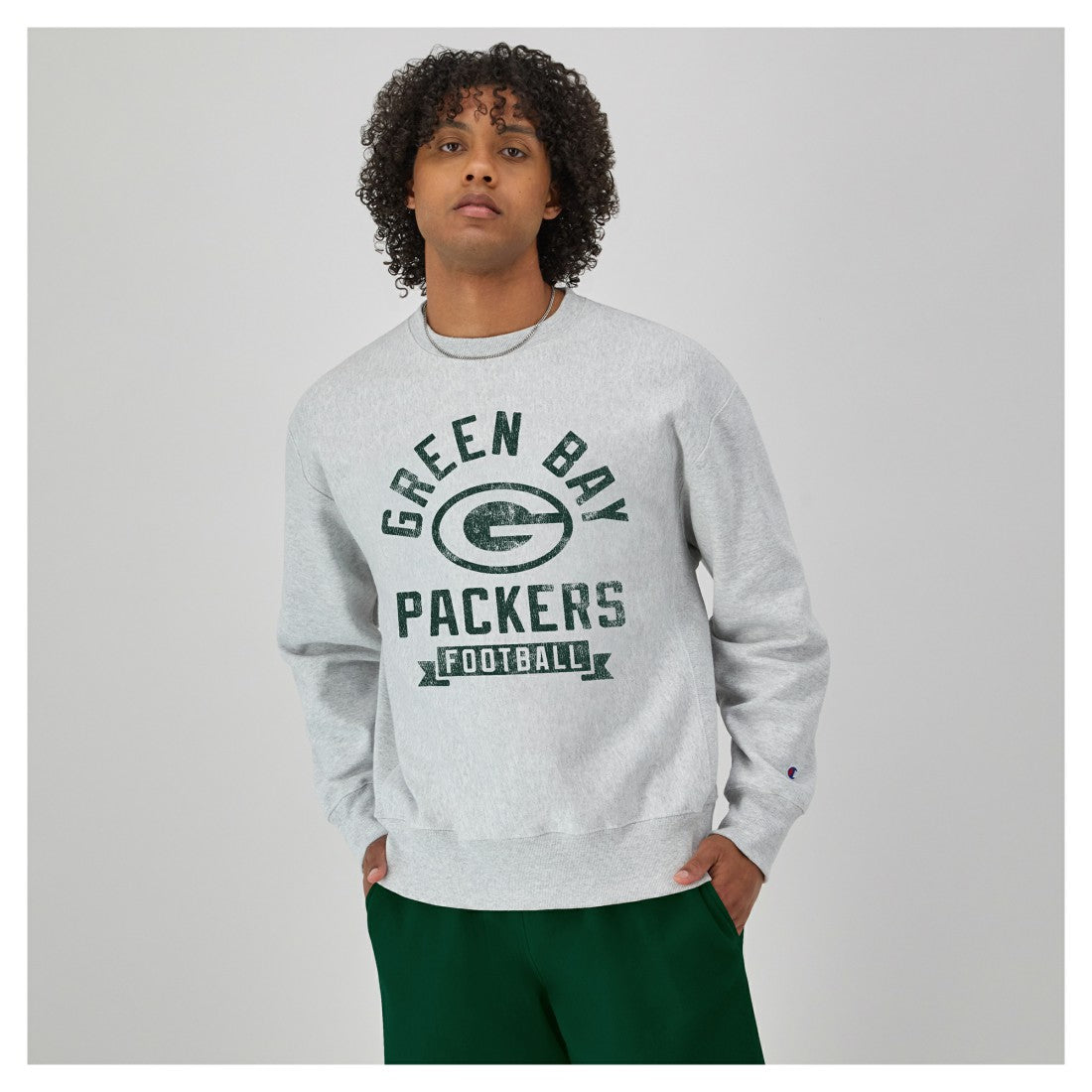 Green Bay Packers Champion Reverse Weave Fleece Pullover Sweatshirt - Heather Gray outlet
