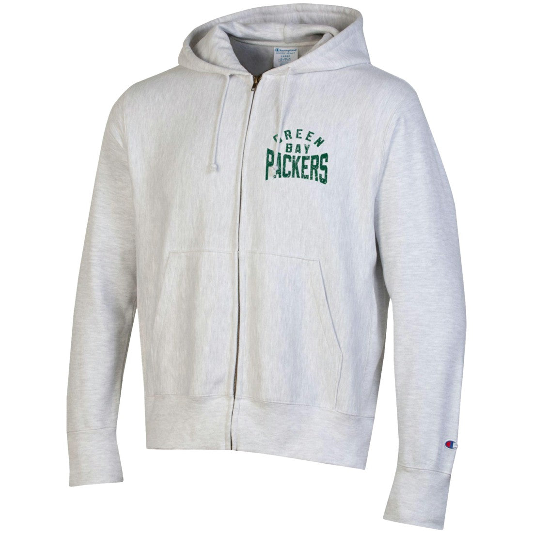 Green Bay Packers Champion Reverse Weave Full-Zip Hoodie - Heather Gray discount