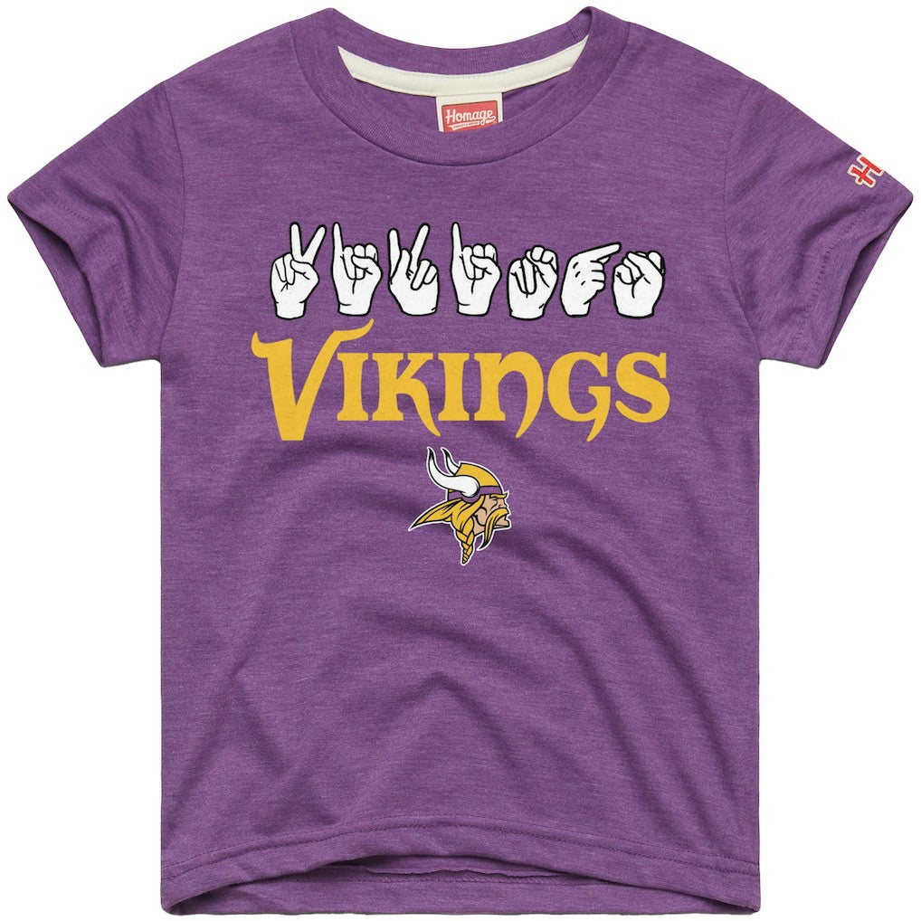 Minnesota Vikings Homage Youth Love Sign x ASL 2.0 Tri-Blend T-Shirt - Purple sale