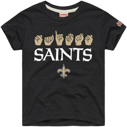 New Orleans Saints Homage Youth Love Sign x ASL 2.0 Tri-Blend T-Shirt - Charcoal sale