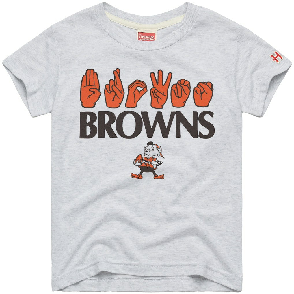 Cleveland Browns Homage Youth Love Sign x ASL 2.0 Tri-Blend T-Shirt - Ash outlet