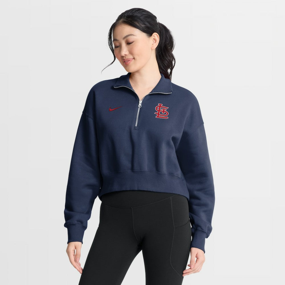 St. Louis Cardinals Women's Primetime Phoenix Fleece Half-Zip Sweatshirt - Navy | Nike