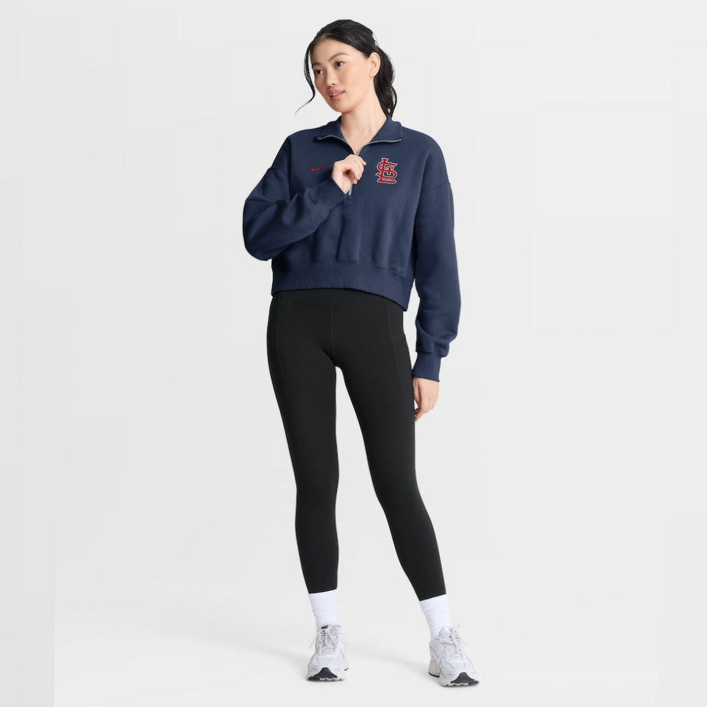 St. Louis Cardinals Women's Primetime Phoenix Fleece Half-Zip Sweatshirt - Navy | Nike