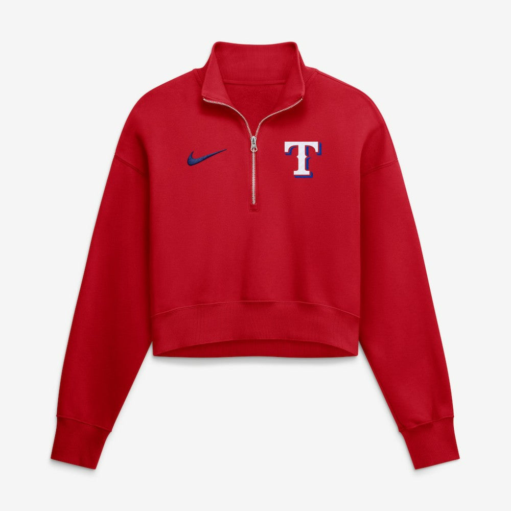 Texas Rangers Women's Primetime Phoenix Fleece Half-Zip Sweatshirt - Red | Nike