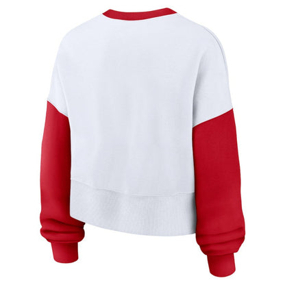 St. Louis Cardinals Women's Oversized High Hip Fleece Sweatshirt - White/Red | Nike
