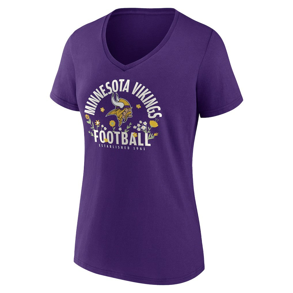 Justin Jefferson Minnesota Vikings Women's Floral Name & Number V-Neck T-Shirt - Purple outlet