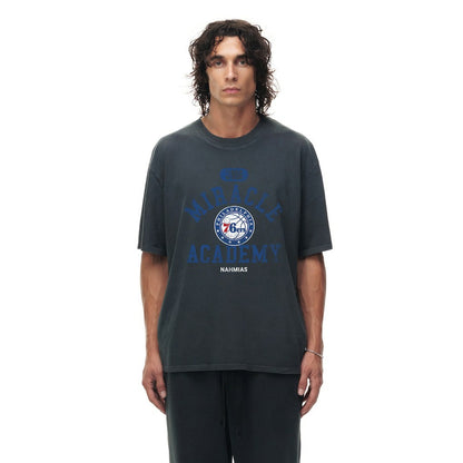 Philadelphia 76ers Unisex Miracle Academy x NBA Collection Vintage Boxy T-shirt - Heather Black for sale