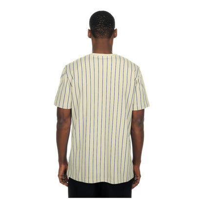 Atlanta Braves Throwback Meshback Pinstripe T-Shirt - Cream | New Era