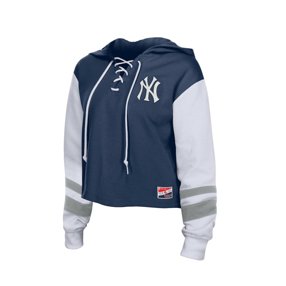 New York Yankees Women's Boxy Lace-Up Hoodie - Navy | New Era