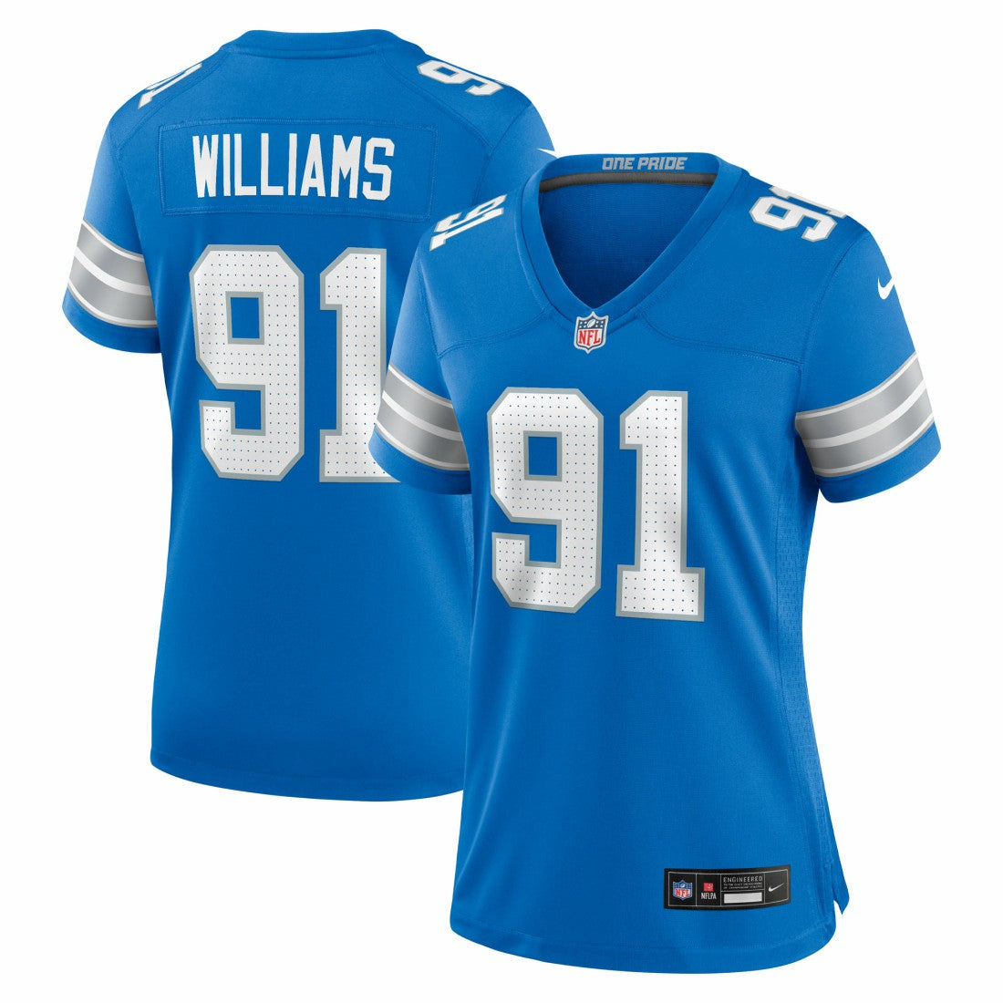 Tyleik Williams Detroit Lions Women's Team Game Jersey - Blue | Nike for sale