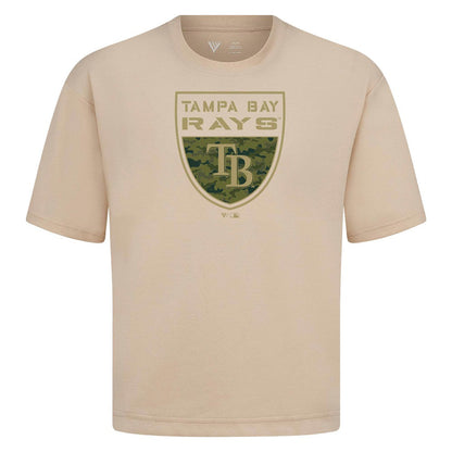 Tampa Bay Rays Levelwear Oversized Luxe Signature Knit Buckler T-Shirt - Khaki
