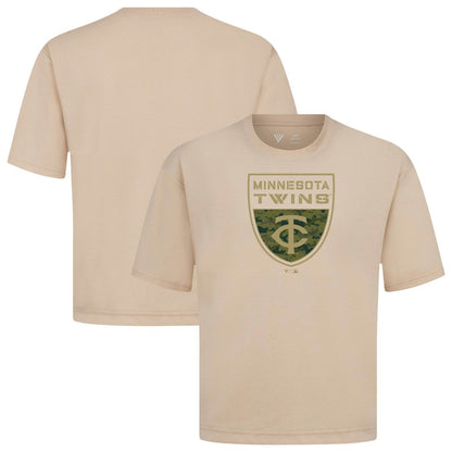 Minnesota Twins Levelwear Oversized Luxe Signature Knit Buckler T-Shirt - Khaki