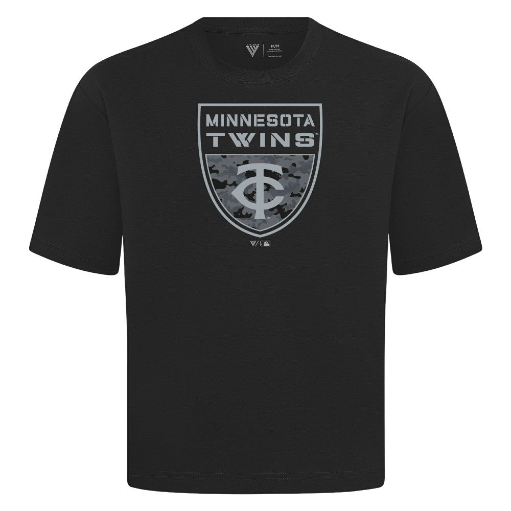 Minnesota Twins Levelwear Oversized Luxe Signature Knit Buckler T-Shirt - Black