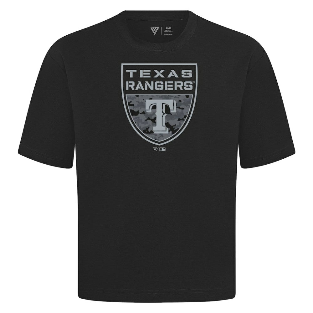 Texas Rangers Levelwear Oversized Luxe Signature Knit Buckler T-Shirt - Black