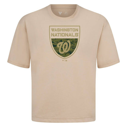 Washington Nationals Levelwear Oversized Luxe Signature Knit Buckler T-Shirt - Khaki