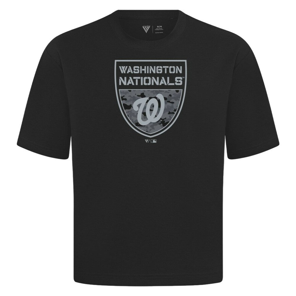 Washington Nationals Levelwear Oversized Luxe Signature Knit Buckler T-Shirt - Black