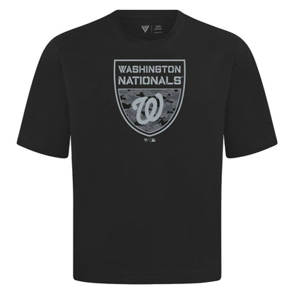 Washington Nationals Levelwear Oversized Luxe Signature Knit Buckler T-Shirt - Black