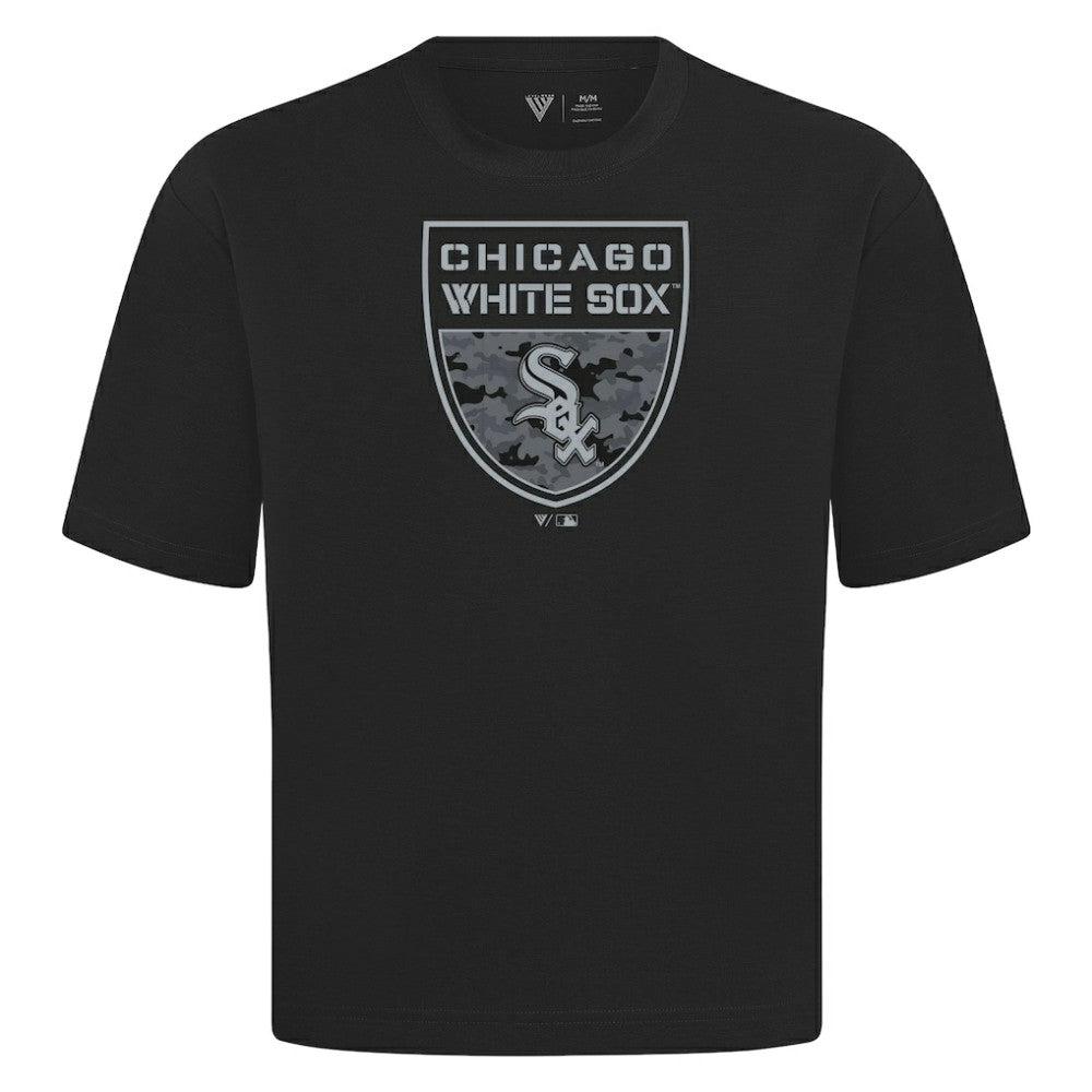 Chicago White Sox Levelwear Oversized Luxe Signature Knit Buckler T-Shirt - Black
