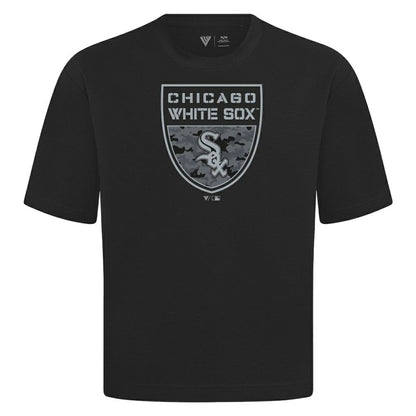 Chicago White Sox Levelwear Oversized Luxe Signature Knit Buckler T-Shirt - Black